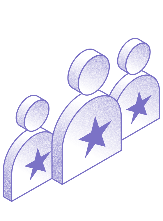 Illustration of a team with star icons representing expert-led RTSM support.